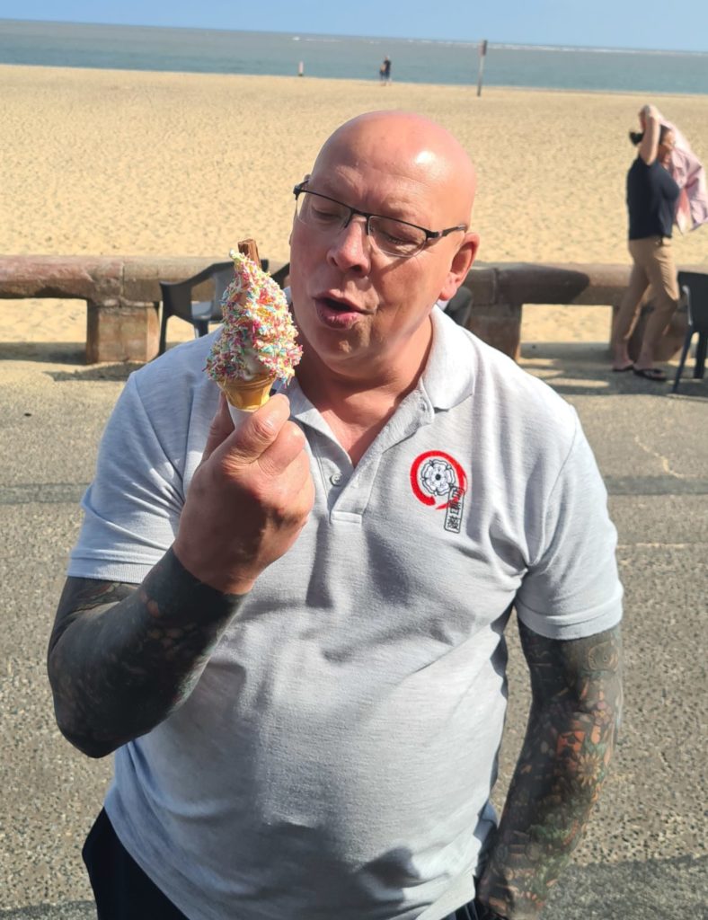 Sensei Riley with ice cream.